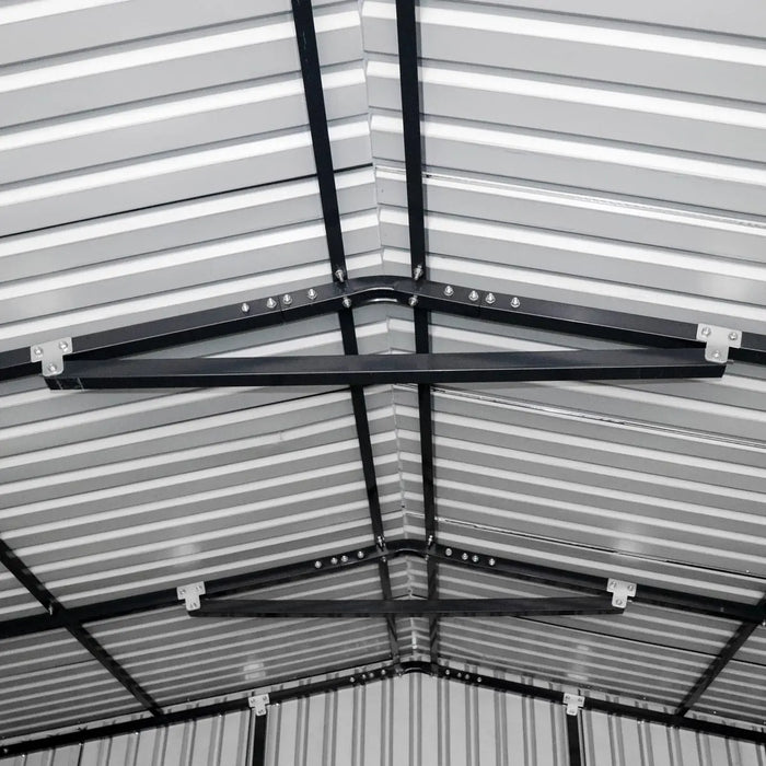 TMG Industrial 16’ x 24’ Metal Garage Shed with Double Front Doors, 10’ Peak Height, Side Entry Door, 384 Sq-Ft Floor Space, TMG-MS1624