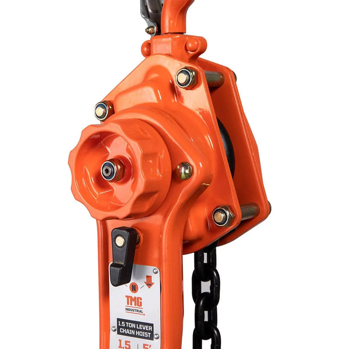 TMG Industrial 1.5 Ton 5' Lift Lever Chain Hoist, Twin Pawl Brakes, ASME B30.21, TMG-AHL2