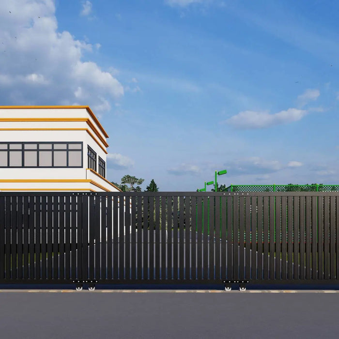 TMG Industrial 20-ft Driveway Privacy Sliding Wrought Iron Gate, Fully Welded Structure & Panels, In-Ground Rail Track, TMG-MGS20