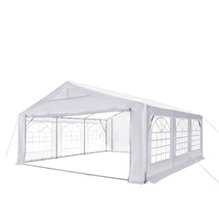 20' x 20' Heavy Duty Outdoor Party Tent with Removable Sidewalls and Roll-Up Doors, PE tarpaulin fabric, 6’6