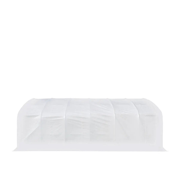 TMG Industrial 20' x 30' Straight Wall Peak Ceiling Storage Shelter with Heavy Duty 17 oz PVC Cover & Drive Through Door, TMG-ST2031V (Previously ST2030V)