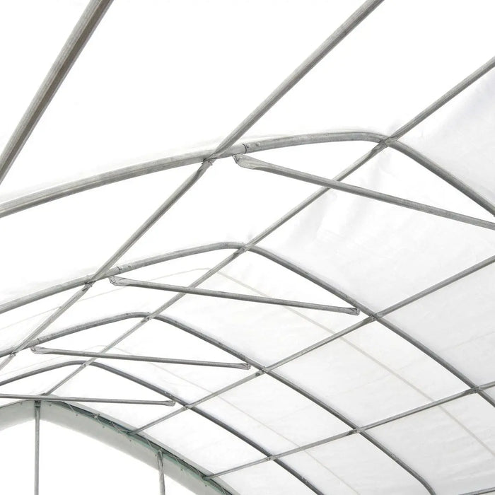 TMG Industrial 20' x 30' Straight Wall Peak Ceiling Storage Shelter with Heavy Duty 17 oz PVC Cover & Drive Through Door, TMG-ST2031V (Previously ST2030V)