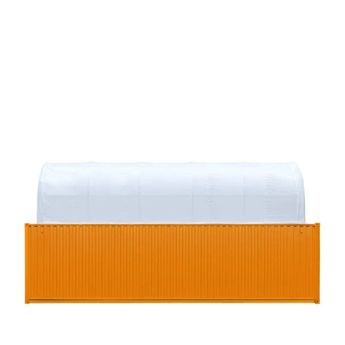 TMG Industrial 30' x 40' Dual Truss Container Shelter with Heavy Duty 17 oz PVC Cover, Enclosed End Wall & Front Drop, TMG-DT3040CF