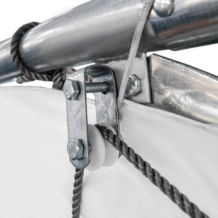 TMG Industrial 30' x 50' Straight Wall Peak Ceiling Storage Shelter with Heavy Duty 17 oz PVC Cover & Drive Through Doors, TMG-ST3050V