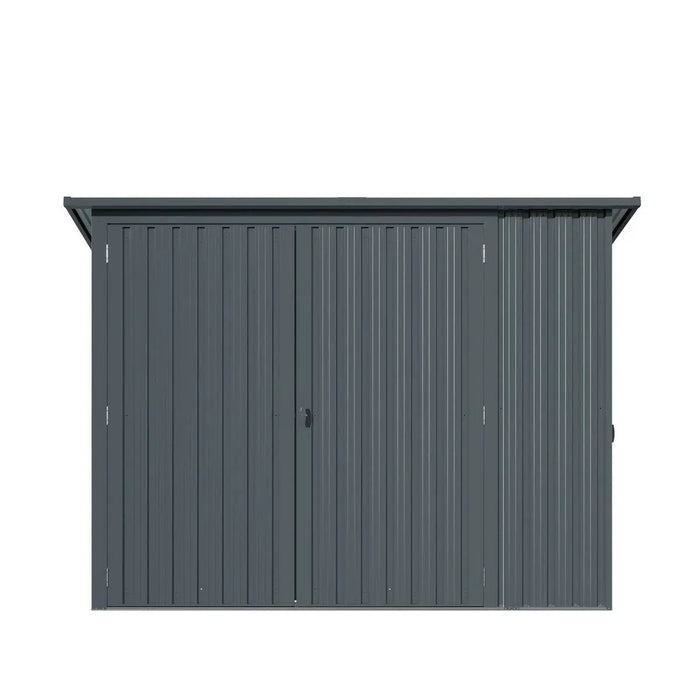 TMG Industrial 4’ x 8’ Bicycle Metal Pent Shed, 29 Gauge Corrugated Metal, 70” Upper edge, TMG-MS0408