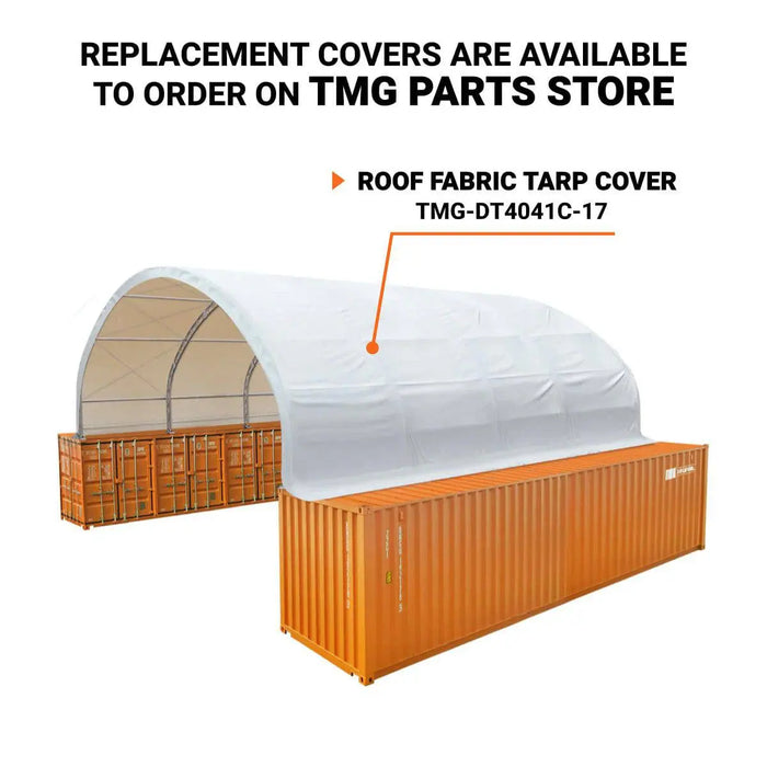 TMG Industrial 40' x 40' Dual Truss Container Shelter with Heavy Duty 21 oz PVC Cover, TMG-DT4041C (Previously DT4040C)