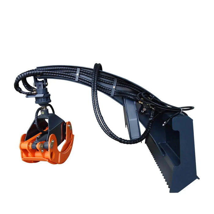 TMG Industrial 50" Skid Steer Rotary Log Grapple, 360° Rotation, 12V Solenoid Control Valve, 4500 LB Capacity, TMG-SLG49 (Discontinued)