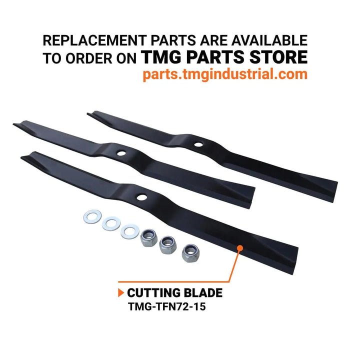TMG Industrial 72” Tow-Behind 3-Point Hitch Finish Mower, 30-50 HP Compact Tractor, PTO Drive Shaft Included, TMG-TFN72