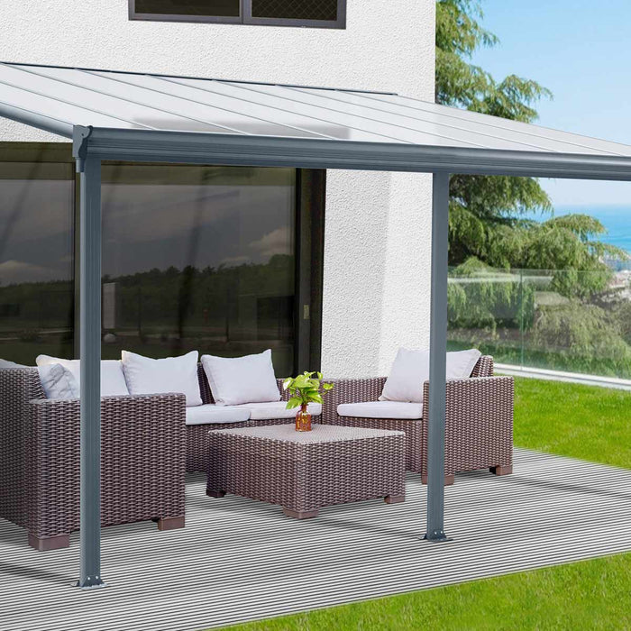 TMG Industrial Aluminum Patio Cover 10’ x 16’ with Clear Panels, TMG-LPC16