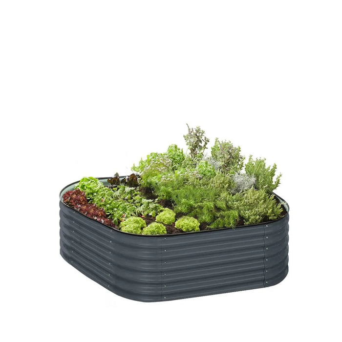 TMG Industrial Metal Raised Garden Bed Kit, 9-In-1 Modular Design, 18” Tall, Galvanized & Powder Coated, Rubber Edging, TMG-MGB96