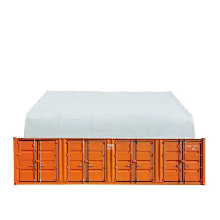 TMG Industrial Pro Series 50' x 40' Dual Truss Container Shelter with Heavy Duty 32 oz PVC Cover, Enclosed End Wall and Front Drop, TMG-DT5040CF-PRO