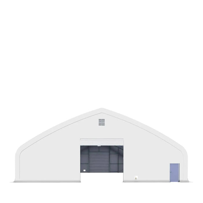 TMG Industrial Pro Series 70' x 120' Dual Truss Storage Shelter with Heavy Duty 32 oz PVC Cover & Drive Through Doors, TMG-DT70120-PRO