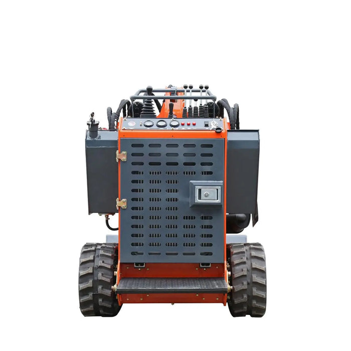 TMG Industrial Stand-On Mini Track Loader, 25 HP Perkins Diesel Engine, Eaton Hydraulic Motor, Permco Hydraulic Pump, Italian Hydro Control Valve, Joystick Controls, 750 lb Load Capacity, Smooth Bucket Included, TMG-MVL25P