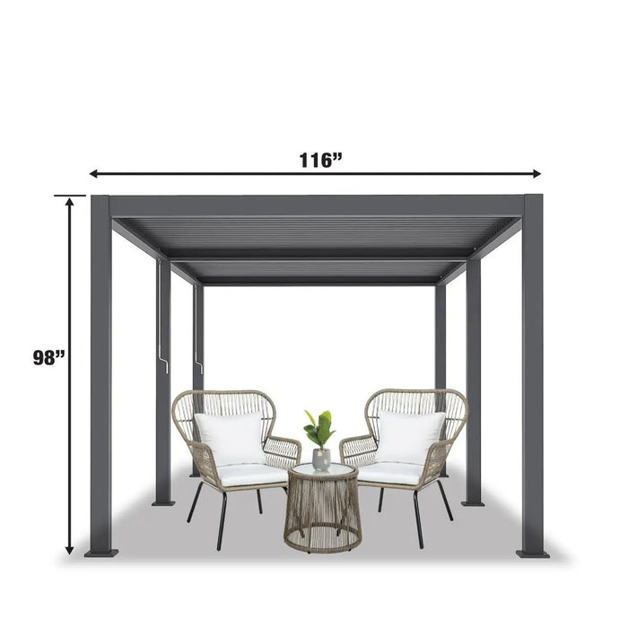 TMG LIVING 10' x 20' Aluminum Louver Slatted Pergola, With Manual Adjustable Louver Blades, TMG-LPG20