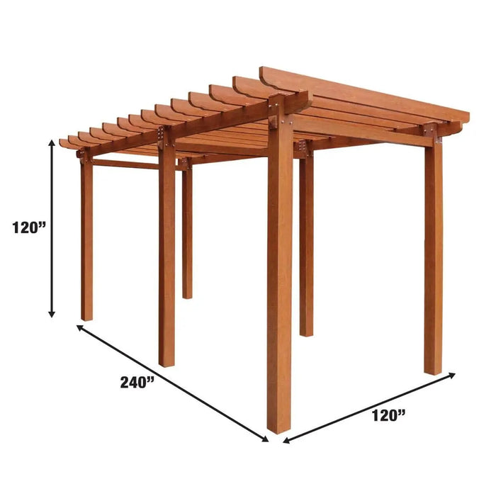 TMG LIVING 10' x 20' Wood Grain Aluminum Pergola, TMG-LPA20