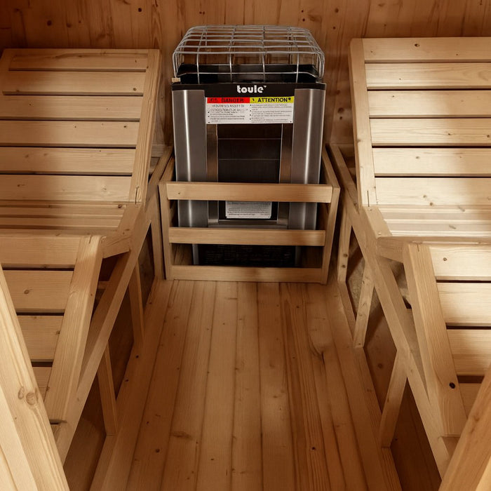 TMG LIVING Outdoor Rustic Cedar Sauna, 4-Person Square Design, Tempered Glass Door TMG-LSN52 TMG Industrial CA