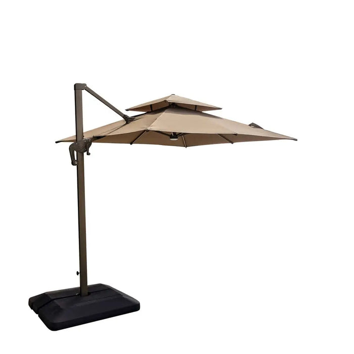 TMG Living 10-ft Offset Patio Cantilever Umbrella w/LED Lights and Aluminum Frame, Commercial Grade, Water Base Included, TMG-LUA10