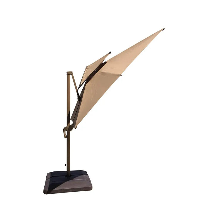 TMG Living 10-ft Offset Patio Cantilever Umbrella w/LED Lights and Aluminum Frame, Commercial Grade, Water Base Included, TMG-LUA10