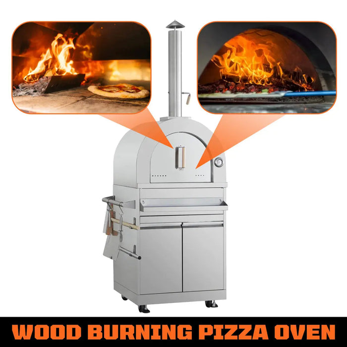 TMG Living Kitchen Pro Series 7-Piece Stainless Steel Modular Outdoor Kitchen Suite Set, 35” Refrigerator Cabinet, 32” BBQ, 4-Burner Gas Grill, Sink, Side Burner, Corner Cabinet, Pizza Oven, TMG-LKS12