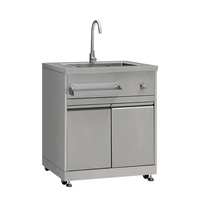 TMG Living Kitchen Pro Series 7-Piece Stainless Steel Modular Outdoor Kitchen Suite Set, 35” Refrigerator Cabinet, 32” BBQ, 4-Burner Gas Grill, Sink, Side Burner, Corner Cabinet, Pizza Oven, TMG-LKS12