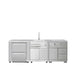 TMG Living Kitchen Pro Series 7-Piece Stainless Steel Modular Outdoor Kitchen Suite Set, 35” Refrigerator Cabinet, 32” BBQ, 4-Burner Gas Grill, Sink, Side Burner, Corner Cabinet, Pizza Oven, TMG-LKS12
