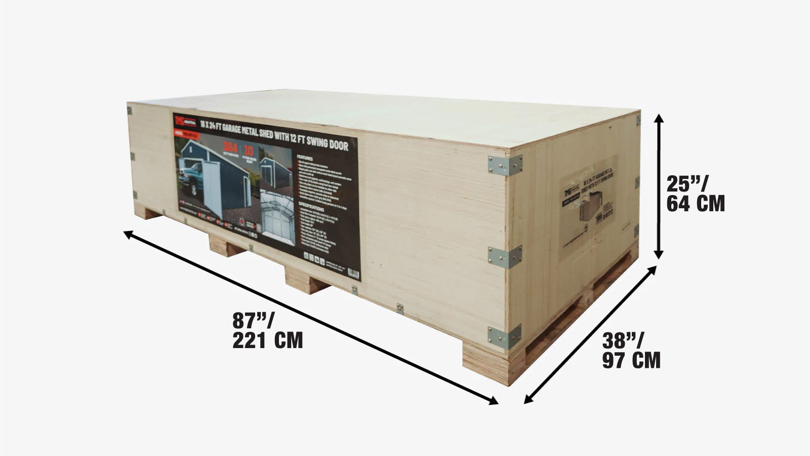 5 x 7.5 m Metal Garage Shed with Double Front & Side Doors, 3.0 m Peak Height, TMG-MS1624-shipping-info-image