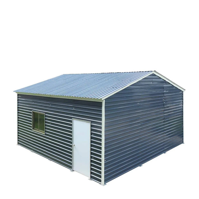 TMG Industrial 20’ x 20’ Metal Garage Shed with 9' High Double Front Doors, 13' Peak Height, Side Entry Door, 400 Sq-Ft Floor Space, TMG-MS2020