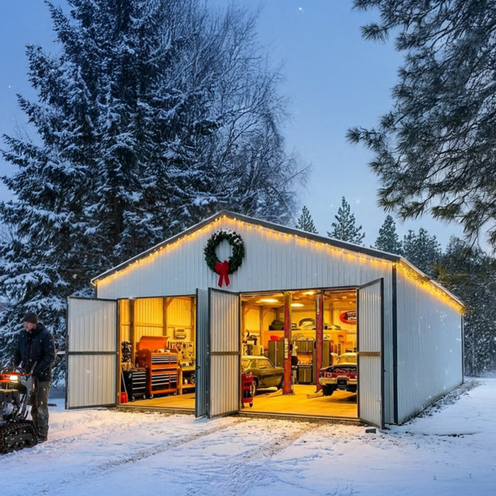 30' x 50' Metal Garage Shed – Steel Building with 11’ Clearance High Front Doors, Side Entry Door, 16 GA Steel Structure TMG-MS3050 TMG Industrial