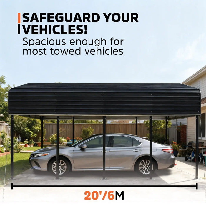 3.6 x 6 m Metal Shed Carport with 2.4 m Open Sidewalls, 2.9 m Peak Height, TMG-MSC1220 TMG Industrial