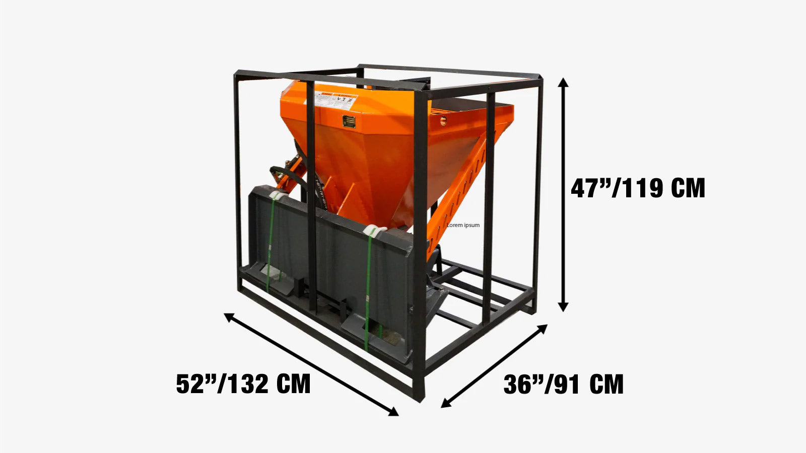 Skid Steer Tilt‑N‑Scoop Material Spreader, 283 L (10 Cu-ft) Capacity, 9.1 m (30’) Spread Range, TMG‑MSS10-shipping-info-image