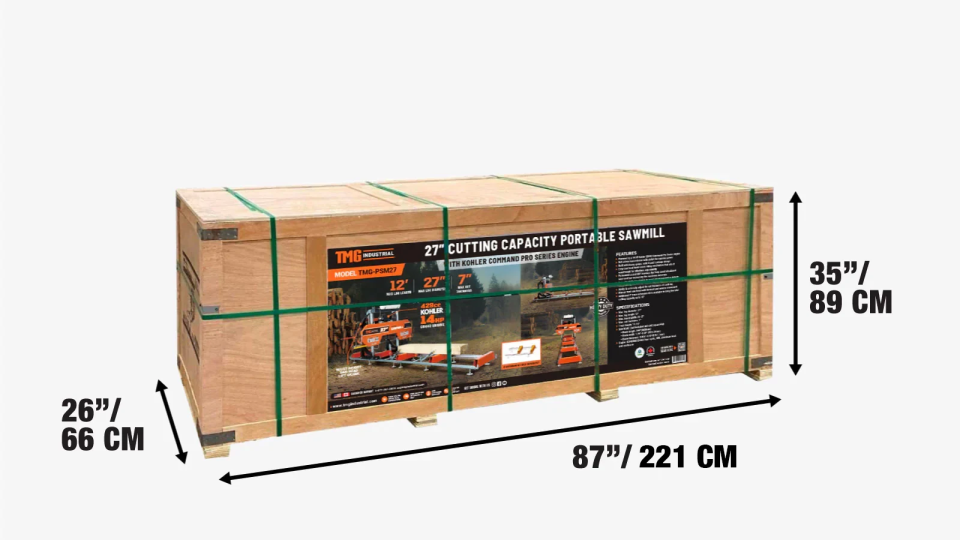 3.6 m Portable Sawmill (Blade is not Included), 685 mm Diameter, 14 HP Kohler Engine, TMG-PSM27-shipping-info-image