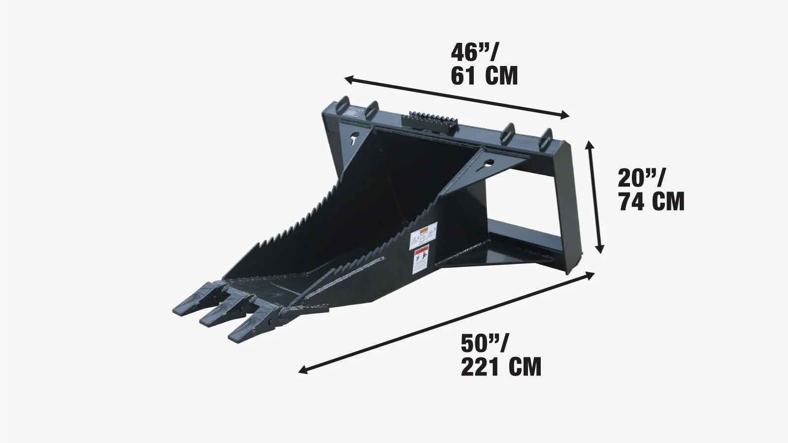 Łyżka do rozbiórki pni o średnicy 50 cali z uniwersalnym szybkozłączem, przykręcanymi zębami tnącymi, zakrzywionym dnem, zębami zrywaka z odwróconym zagięciem, TMG-SB50-specifications-image
