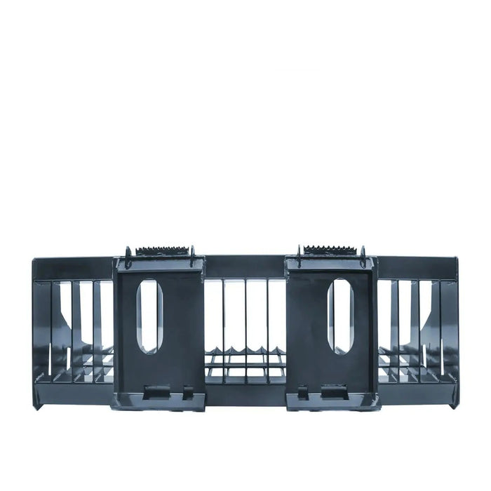 TMG Industrial 84” Skid Steer Rock Skeleton Bucket Attachment, Solid Steel, Universal Mount, 4” Tine Spacing, 45-70 HP, TMG-SB84