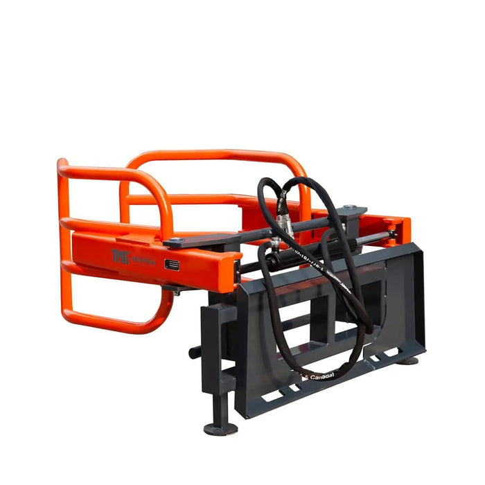 TMG Industrial 72” Skid Steer Hydraulic Round Bale Gripper/Squeeze, 2500 lb Capacity, 35” Depth, Dual Kickstands, Tubular Arms, Universal Quick-Mount, TMG-SBG72