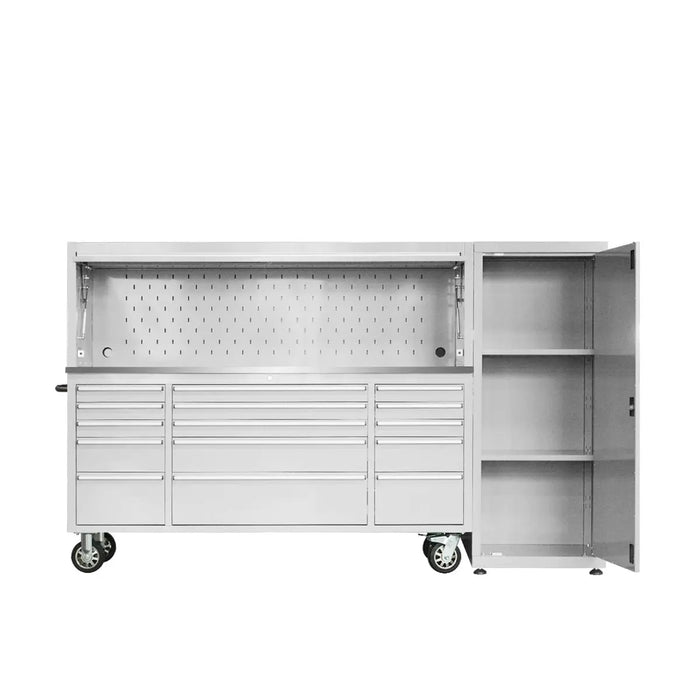 Pro Series 72” Stainless Steel Tool Chest – 15 Drawers, Casters & Side Cabinet TMG-SC7215 TMG Industrial