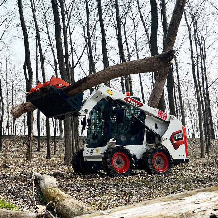 TMG Industrial 60” Skid Steer Skeleton Grapple Attachment, Universal Mount, 34” Arm Opening, 3” Tine Spacing, 2600 lb Weight Capacity, TMG-SG60