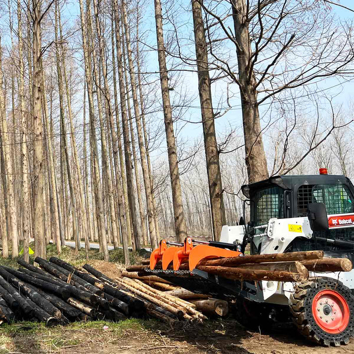 TMG Industrial 60” Skid Steer Skeleton Grapple Attachment, Universal Mount, 34” Arm Opening, 3” Tine Spacing, 2600 lb Weight Capacity, TMG-SG60
