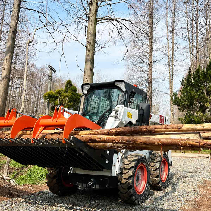 TMG Industrial 60” Skid Steer Skeleton Grapple Attachment, Universal Mount, 34” Arm Opening, 3” Tine Spacing, 2600 lb Weight Capacity, TMG-SG60