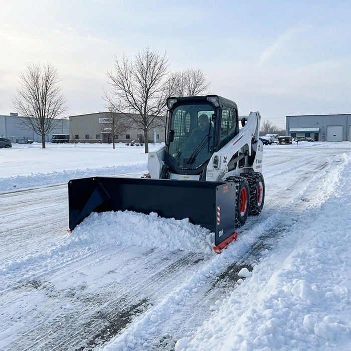 7’ Skid Steer Snow Pusher w/Steel Cutting Edge, Pivoting Wear Shoes, Side Braces, 40-70 HP, TMG-SP07