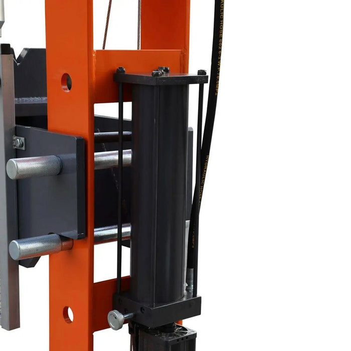 TMG Industrial 100 Ton Capacity Hydraulic Shop Press, Heavy Duty Pressing, Protective Grid Guard, Fully Welded H-Frame, Air & Manual Dual Operation, TMG-SP100