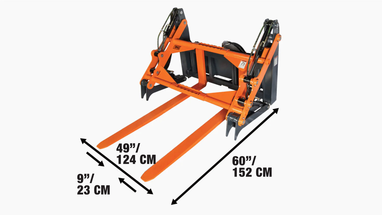 1.5 m Skid Steer Pallet Fork Pipe Grapple, 4 Hydraulic Cylinders, 2800 kg Capacity, TMG-SPG60-specifications-image