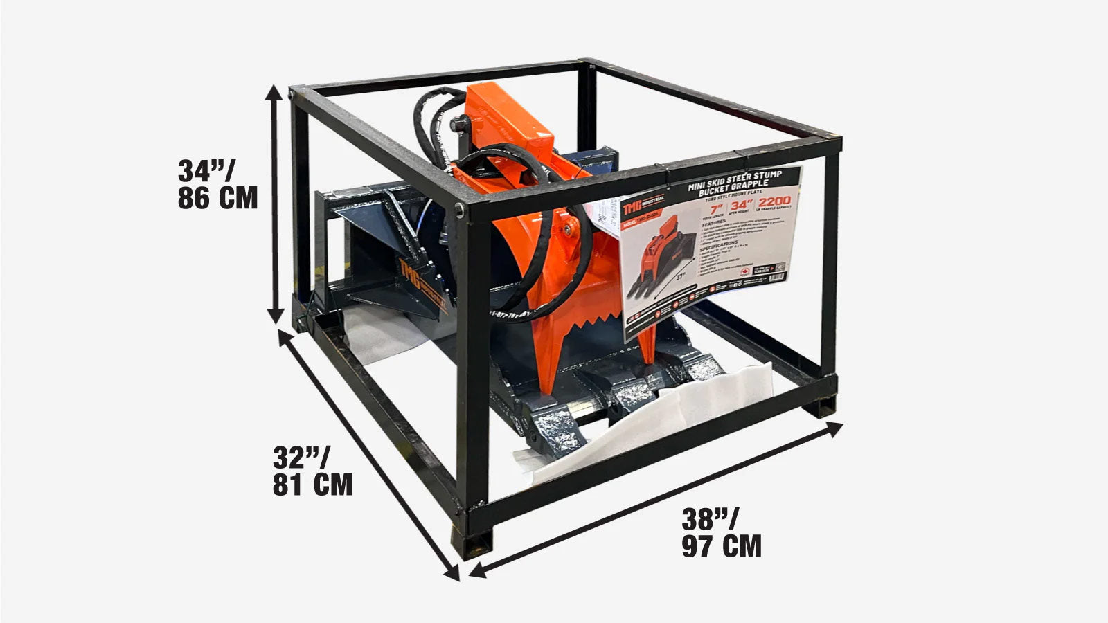 Chwytak do pni mini ładowarki skid steer, udźwig 2200 funtów, płyta montażowa typu Toro, TMG-SSG36-shipping-info-image