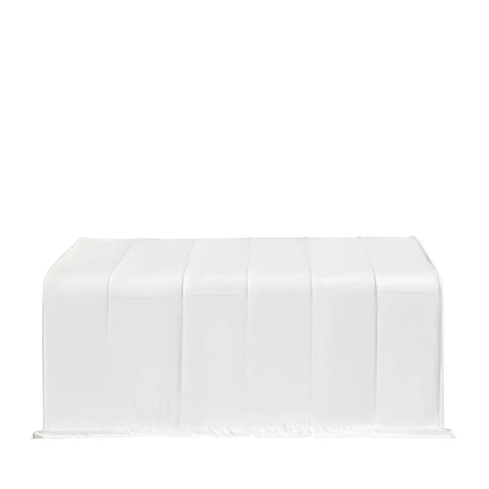 TMG Industrial 18’ x 30’ RV/Motorhome Storage Shelter, 17 oz PVC Fabric Cover, Front Roll-Up Door, Enclosed Rear Wall, 3-Layer Galvanized Steel Frame, 13’ Straight Sidewalls, TMG-ST1830