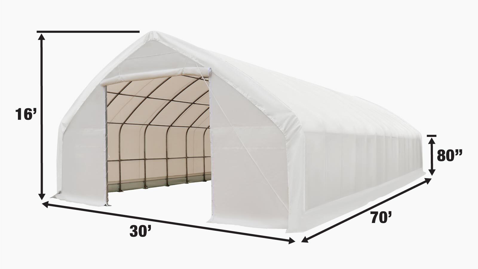 9 x 21 m Straight Wall Peak Ceiling Storage Shelter, 450 GSM PVC Cover TMG-ST3072V (Previously ST3070V)-specifications-image