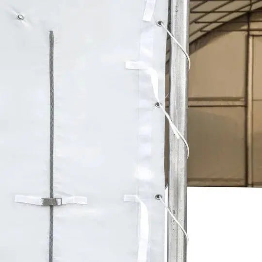 TMG-ST4081E 40' x 80' Peak Ceiling Storage Shelter, Single Truss, 11oz PE Cover, 13' W x 16' H Wide Open Door on Two End Walls (Discontinued)