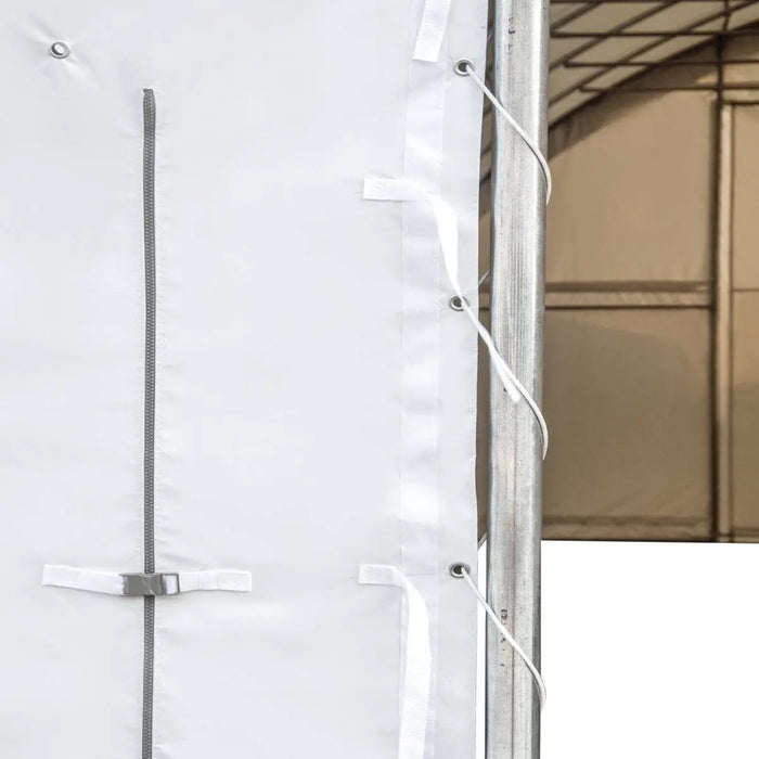 TMG-ST4081V 40' x 80' Peak Ceiling Storage Shelter, Single Truss, 17oz Commercial Grade PVC Cover, 13' Wx 16' H Wide Open Door on Two End Walls (Discontinued)