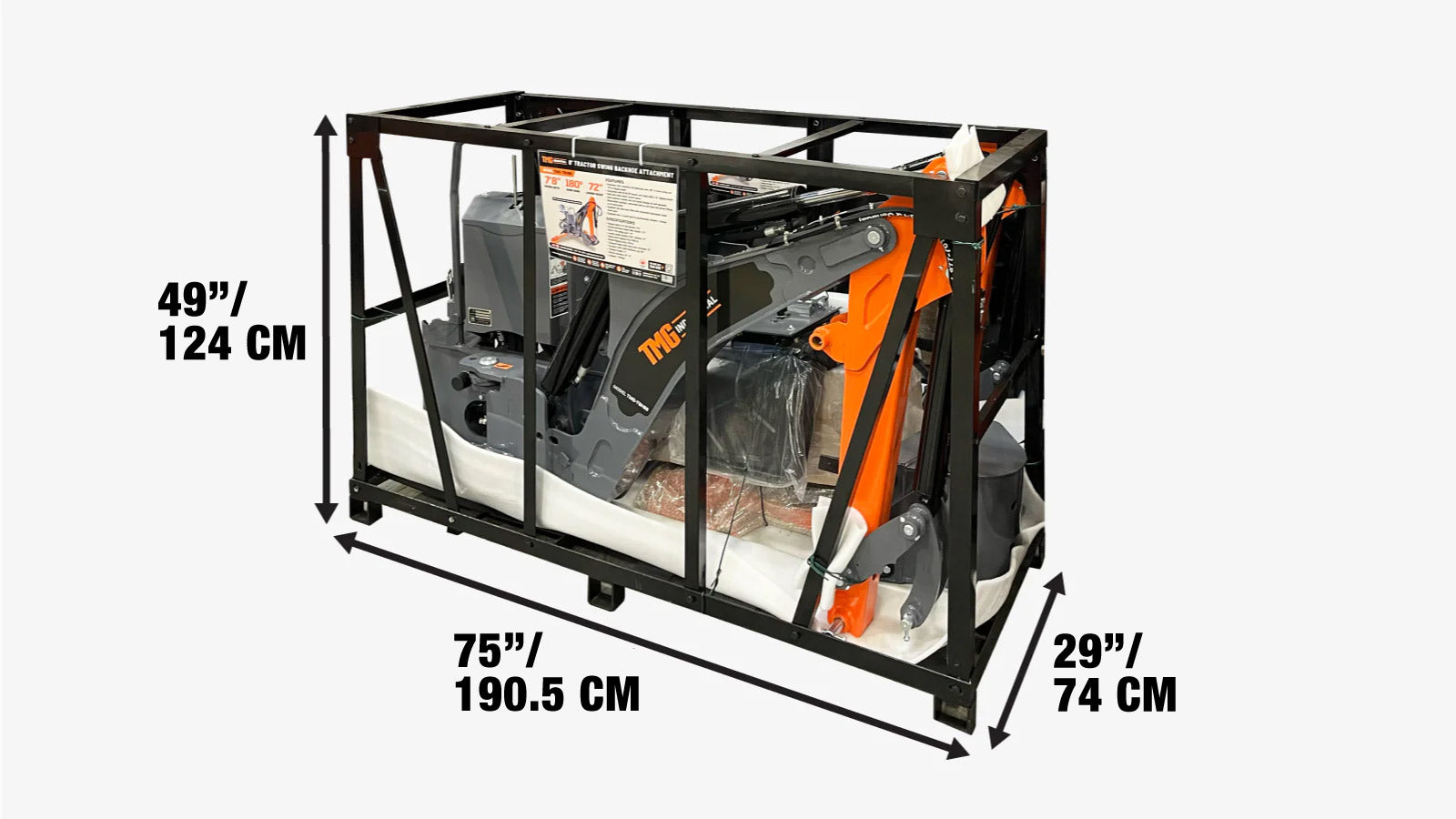 8-stopowy obrotowy osprzęt do koparki ciągnikowej, obrót wysięgnika i łyżki o 180°, w zestawie łyżka 12