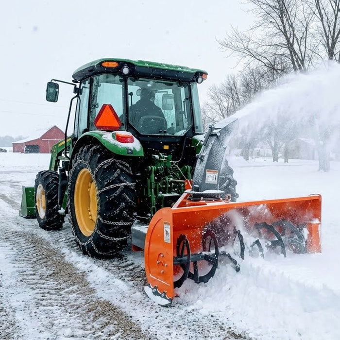 72" 3-Point Hitch Snow Blower, 25-90 HP, 24" Diameter Impeller, 360° Snow Chute, CAT 1 & CAT 2 Suspension, TMG-TBS72 TMG Industrial