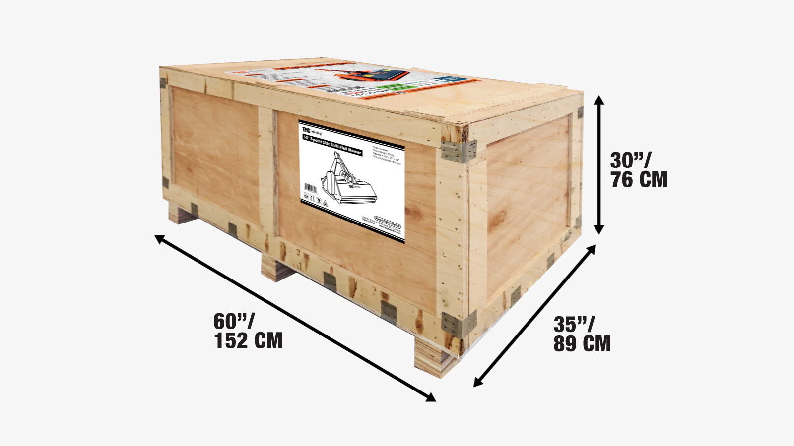 Kosiarka bijakowa z bocznym przesuwem 50 cali, zaczep 3-punktowy, ciągnik o mocy 30–60 KM, wał napędowy WOM, TMG-TFMS50-shipping-info-image