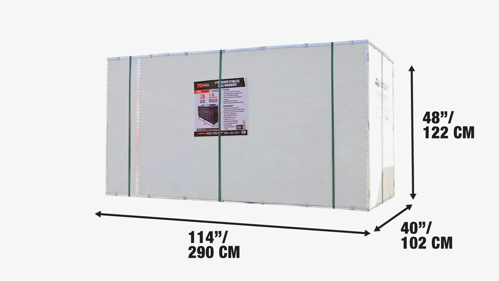 2.8m Workbench with Stainless Steel Benchtop and 18 Drawers, TMG-WB918-shipping-info-image